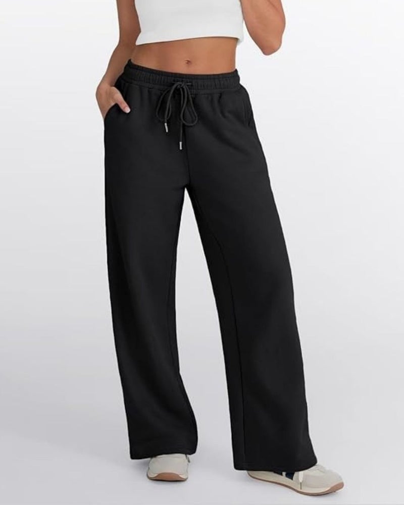 FLYNOFF Solid Black Loose Fit Women Track Pant - Image 3